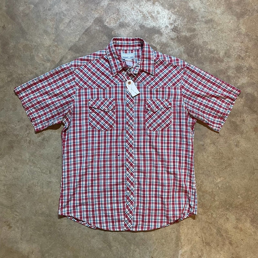 Vintage Wrangler Plaid Pearl Snap Button Up